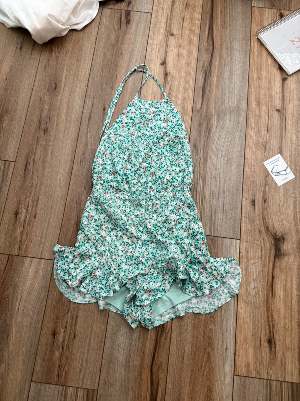 Pink Lily  Halter Romper - Mint Green